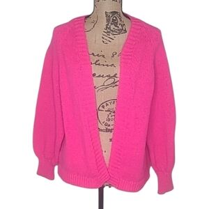 Hippie Rose Bright Pink Open Front Cardigan Sweater